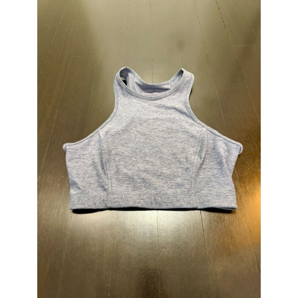 Outdoor Voices Size Small Heathered Blue High-Neck Athena Crop Top